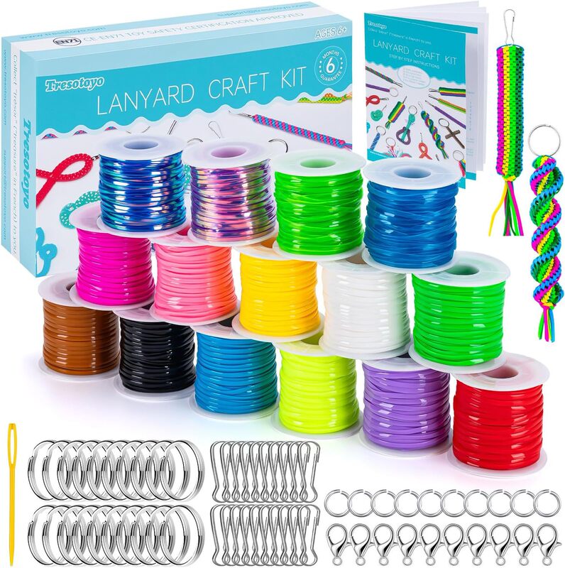 Cross-border new product lanyard weaving kit, 15 rolls of rope, plastic cord, Boondoggle rope set Cross-border new product lanyard weaving kit, 15 rolls of rope, plastic cord, Boondoggle rope set