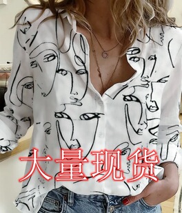 2023�W���L�ٴ��OӋ�����^ӡ���r��Blouse���|�r��Ů�����L��