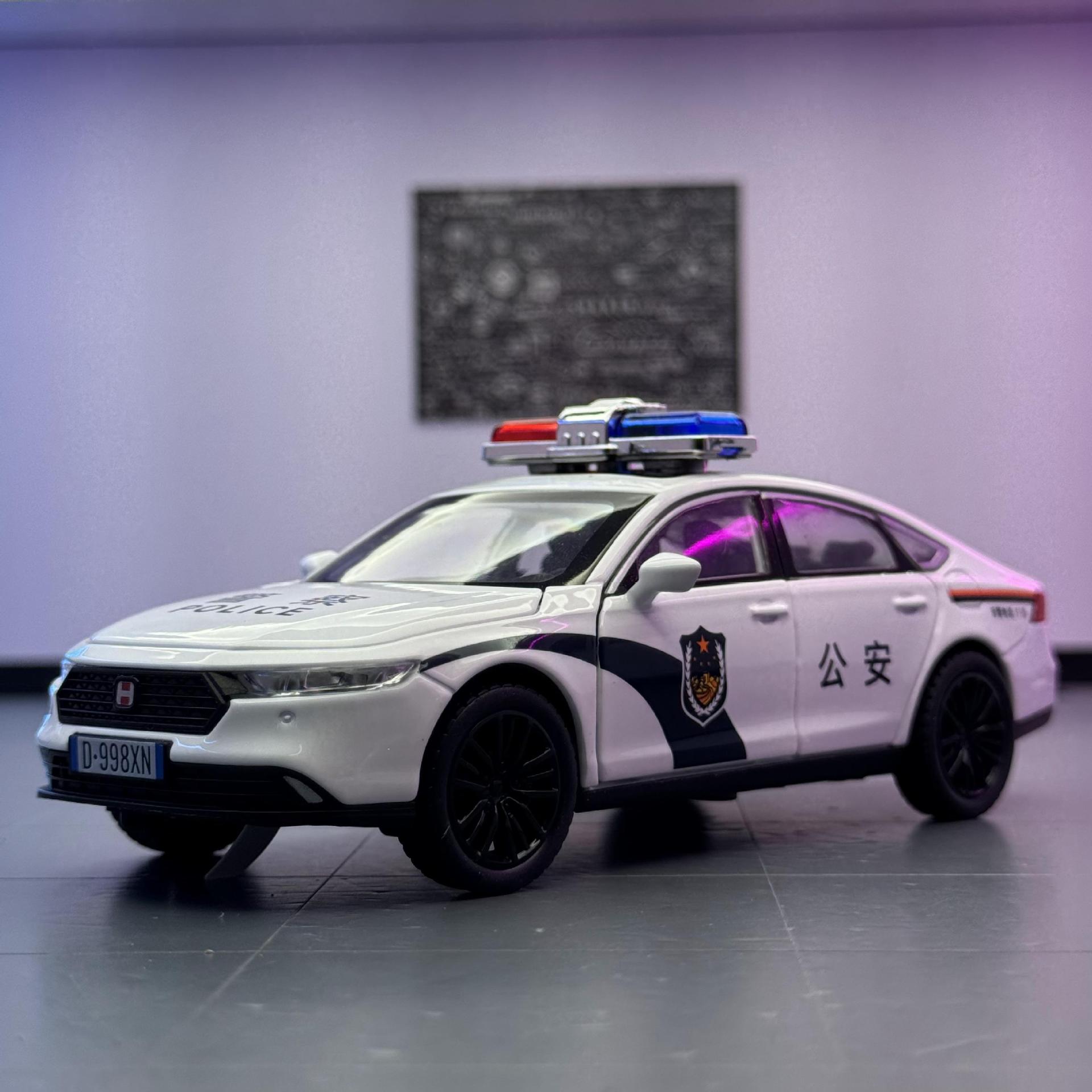 Modelo de coche de aleación Jiaye 1:32 Honda Accord coche de policía retroceso con sonido y luz coche de juguete modelo de sonido al por mayor