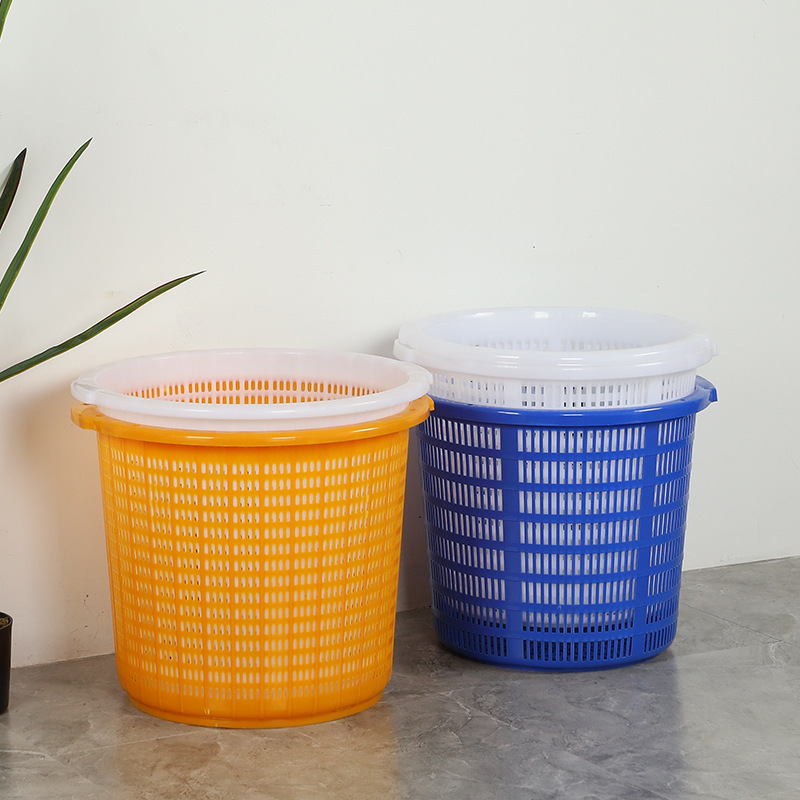 Cesta de transporte de frutas y verduras acuáticas redondeada de sandía de plástico gruesa y ampliación de la cesta de verduras de doble oreja recolección marco de almacenamiento