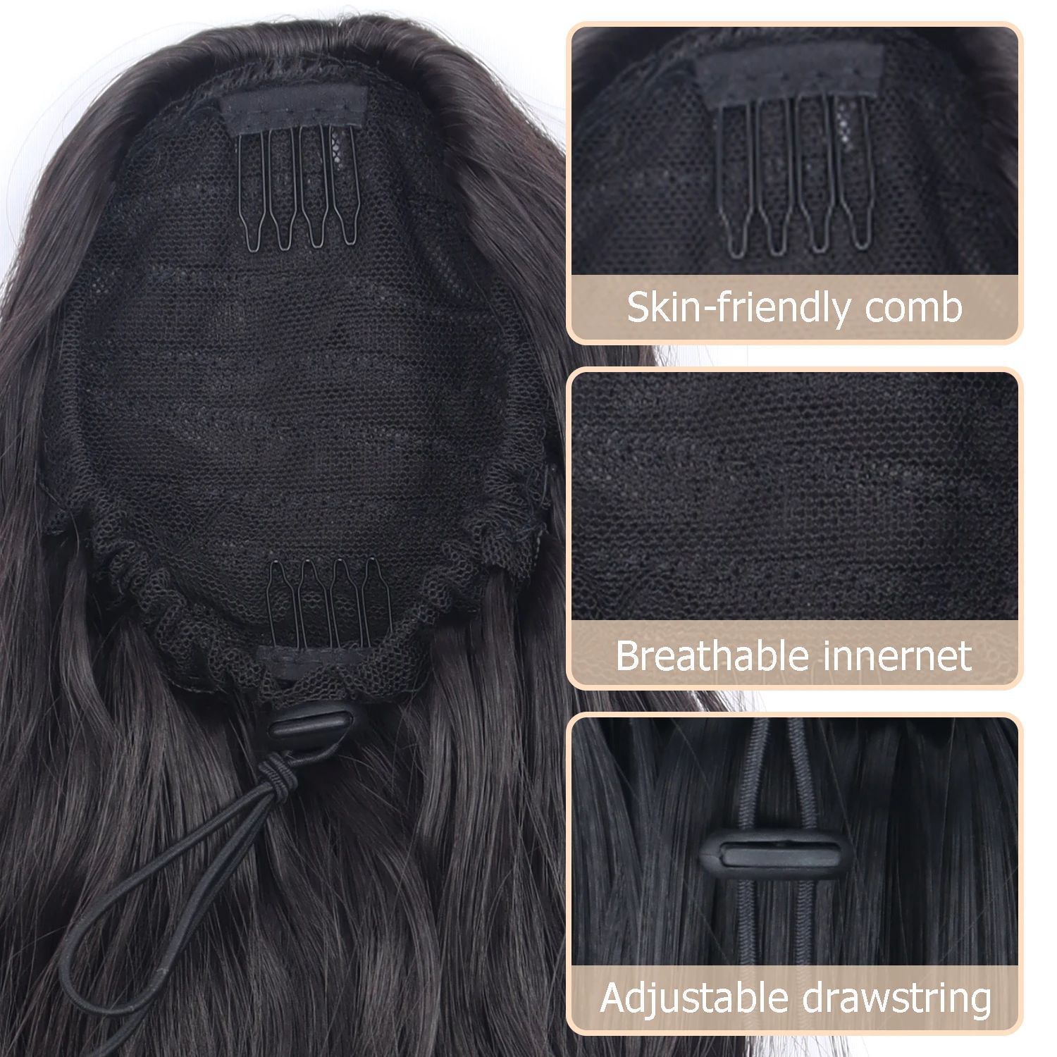 Transfronterizo europeo y americano 18 pulgadas ondulado cabello de cola de caballo natural realista agarrar clip cabello de cola de caballo flojo trenza