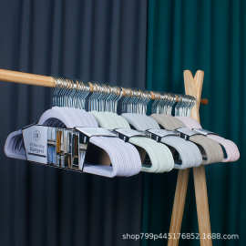 亚马逊热卖晾衣架家用衣服撑地摊干洗店无痕植绒衣批发晾晒收纳