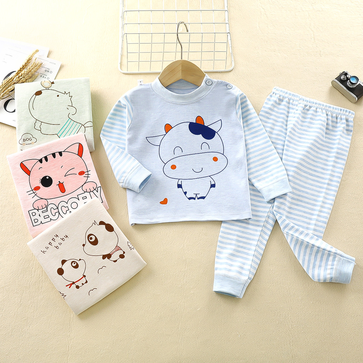Niños otoño y invierno ropa interior de algodón colorido niños niños y niñas bebés algodón vestido de otoño pantalones de otoño procesamiento personalizado suave