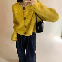 韩系慵懒风软糯薄外套女秋2025新款高级感宽松百搭大纽扣开衫上衣