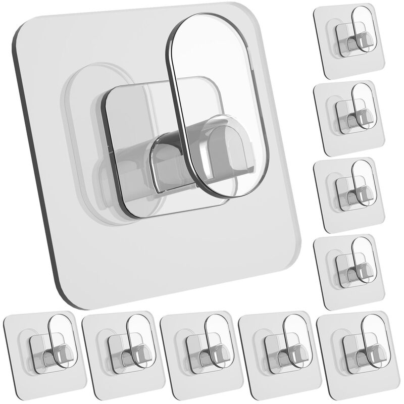 Large Size Hooks with Strong Traceless Adhesive for Kitchen and Bathroom, Transparent Acrylic High-Load-Bearing Adhesive Hooks for Storage
