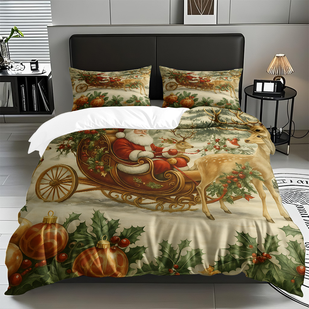 TEMU / JIT impresión digital transfronteriza HD Navidad pro piel suave colcha de cama kit para diseñar venta directa de fábrica