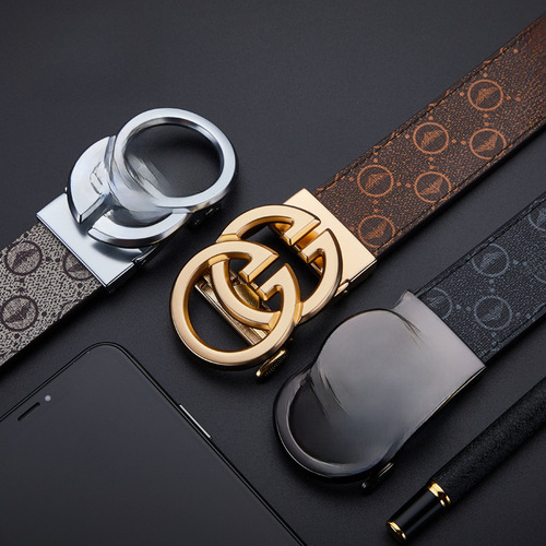 Fale Amani Men's Automatic Buckle Leather Fashion Casual Pants Belt Simple Middle-aged and Young Men's Belt Genuine Leather