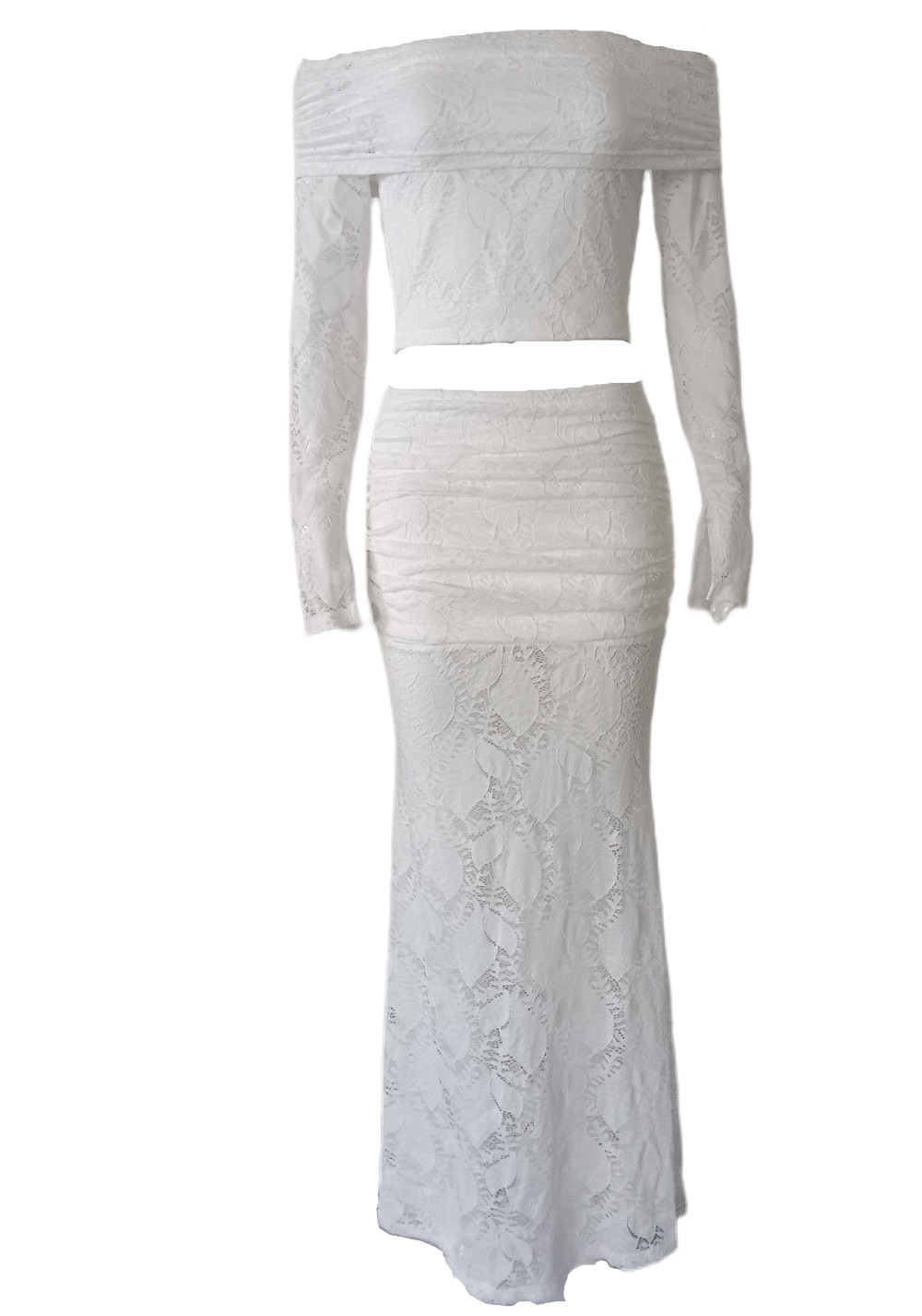 New Instagram Arrival: Off The Shoulder Mermaid Two Piece Set, Vacation Style, Lace Cutout Backless Skirt, Fishtail Skirt Set._ecoleips.com
