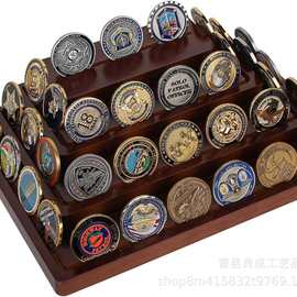 木质金字塔形纪念币置物架金币银币收藏展示台家用多层硬币展示架