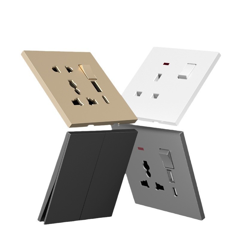 Inglés ultra delgada piel gris 250V pared escondida toma de corriente 13A Hong Kong Macao puerto con interruptor de oferta transfronteriza image 5