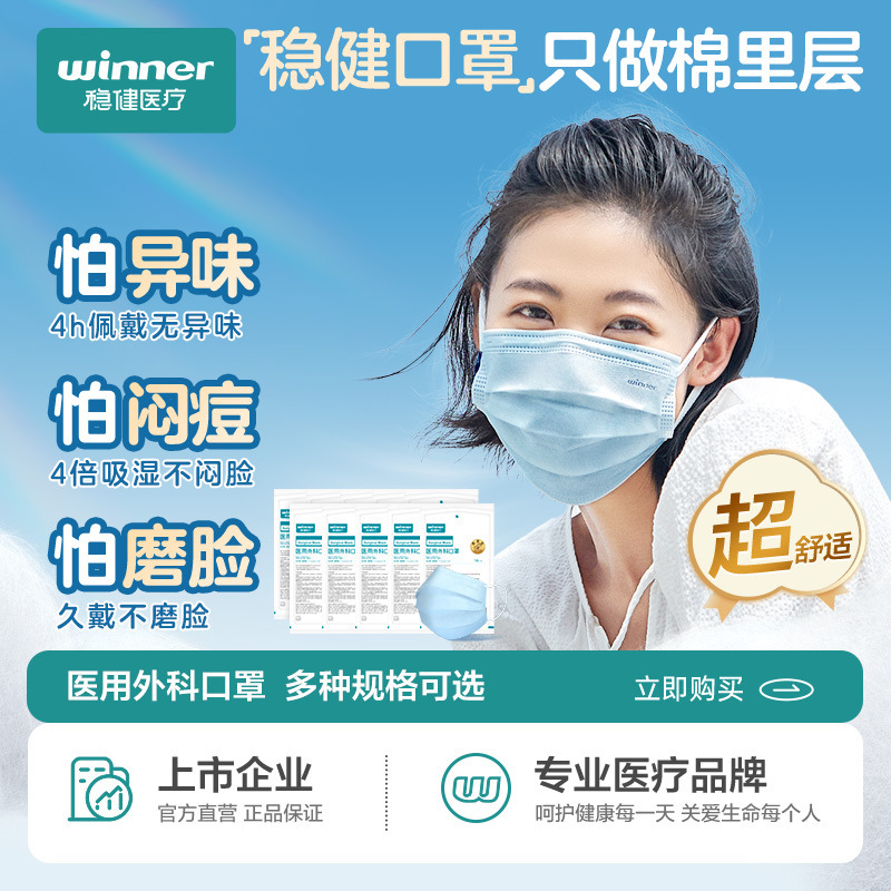 Winner穏健医療医療用外科マスク三層機械サイズ使い捨て医師マスク10匹/袋|undefined