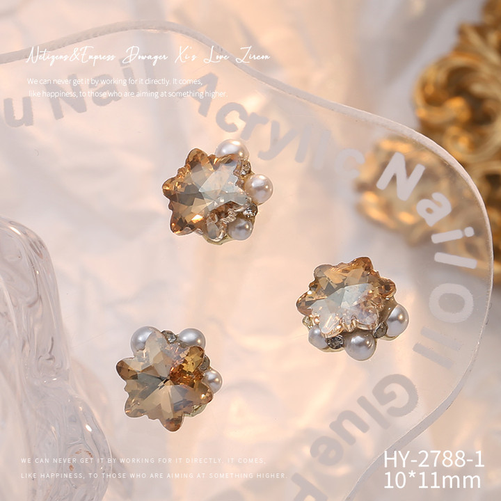 Celebridad en línea Maillard joyería de uñas de cristal pila diamante producto terminado flash torcido corazón grasa cuadrado hecho a mano perla joyería de uñas