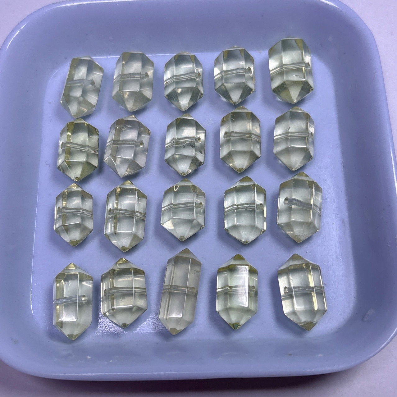 天然柠檬黄水晶双尖饰品配件手工DIY手串搭配 新样式简约百搭批发