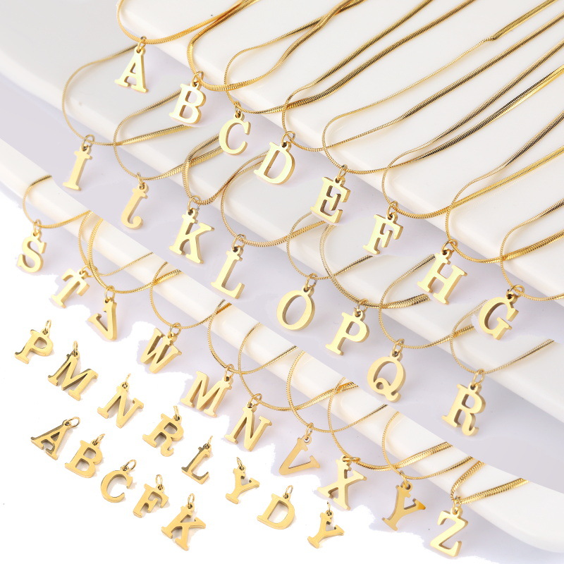 Fashion Letter Titanium Steel Gold Plated Necklace