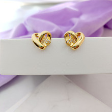 法式凯旋门镂空镶钻立体爱心耳钉法式轻奢ins耳钉百搭甜酷风耳饰