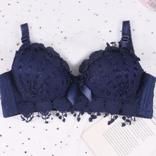 厂家批发新款透气蕾丝小胸聚拢性感调整型文胸内衣女无钢圈文胸