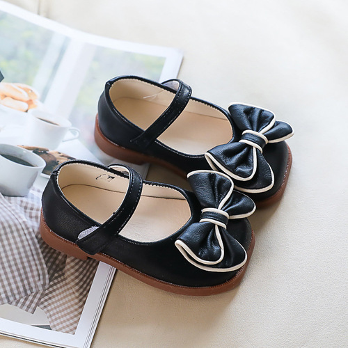 Girls' small leather shoes spring  autumn princess shoes baby girl's shoes soft sole children's shoes spring and autumn single shoes black