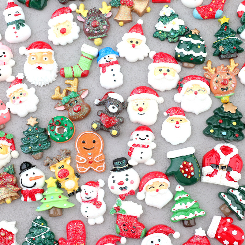 手机壳树脂配件奶油胶材料铃铛圣诞老人圣诞树雪人包DIY发饰头饰