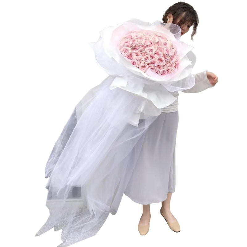 Hilo de hadas Hilo de malla ins Hilo de encaje de color sólido hecho a mano Material de embalaje de flores Hilo de hadas Paquete de ramo