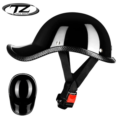 Motosiklet kaskı (dəbilqə) Half Helmet Safety Protective Hat - bright-black-positive-and-negative-2-bands-free-size-55-62-head-circumference