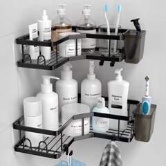 鉄芸三角物置棚浴室穴なし収納棚トイレの壁の隅に洗面用品を掛けて棚を整理します。
