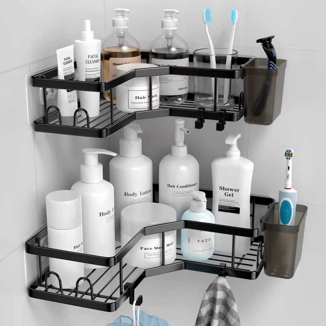 Wall-Mount Corner Shelf Iron Triangle Set, 1–4 Piece Bathroom Storage, Rust-Resistant Coating