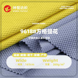 260g涤氨方格提花针织布料凹凸肌理感弹力莱卡布尼龙速干运动面料