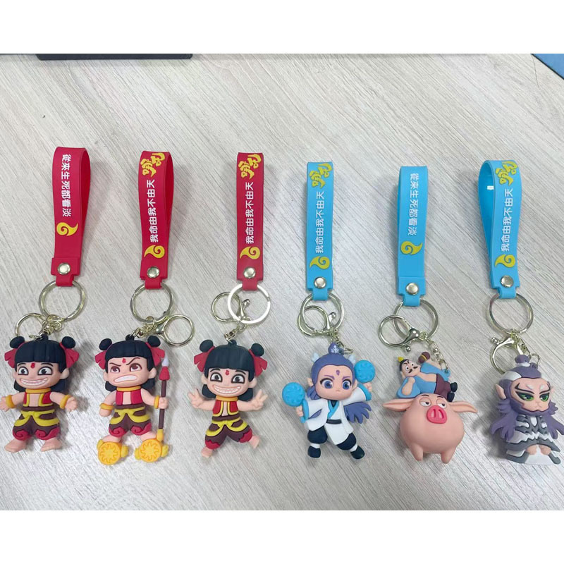 Soft rubber small bag key ring Yiwu animation pendant wholesale boil acrylic three-dimensional silicone metal key ring