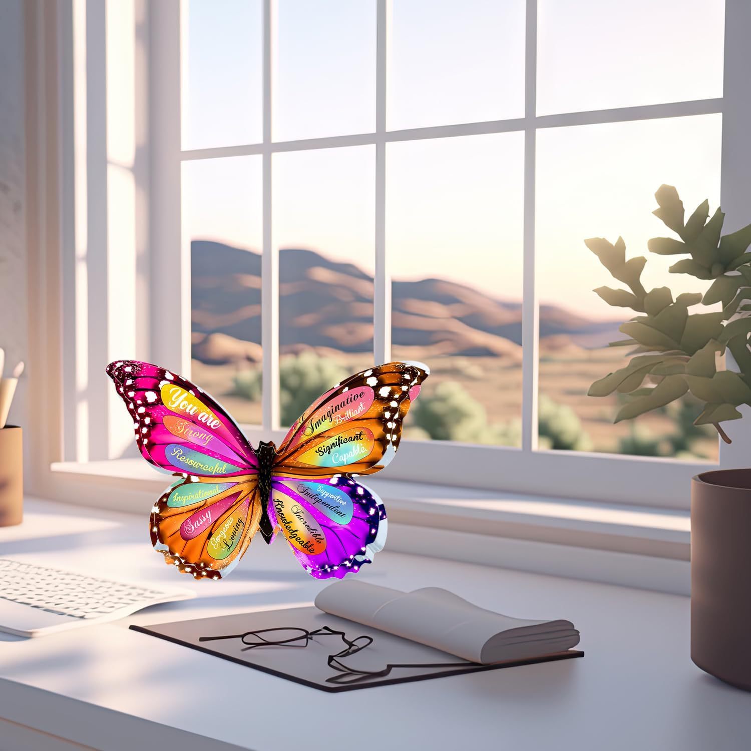 跨境新品亚克力蝴蝶英文母亲节蝴蝶创意惊喜送妈妈的礼物桌面摆件