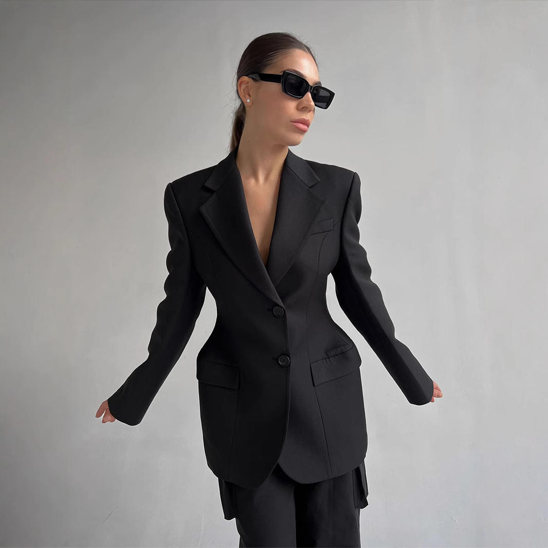 Cross-Border Slim Fit Dames V-hals, Taille-accentuerend, Slimming High-End Ins Commuter Blazer Jas voor Dames_voghion.com
