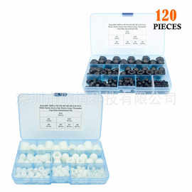 120pcs M3 M4 M5 M6 M8 M10 M12 白色黑色尼龙盖型螺母螺帽组盒装