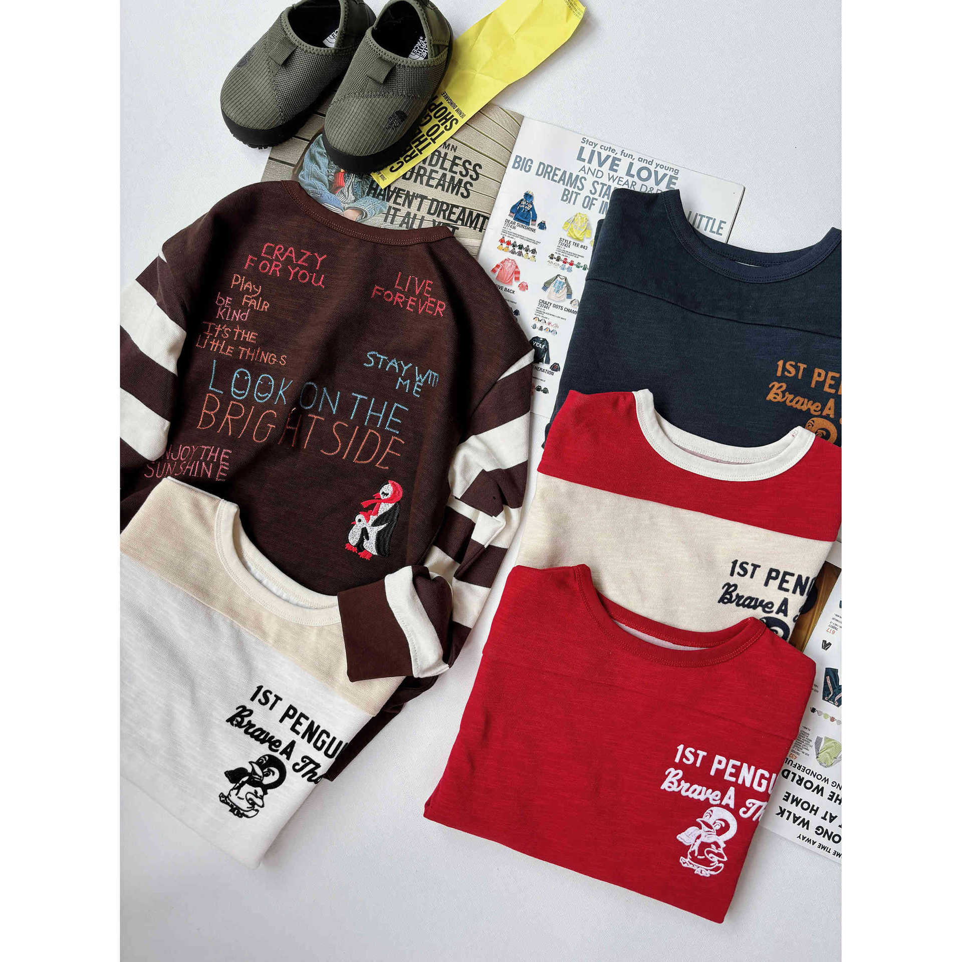 25aw 日系 秋冬新款 企鹅 刺绣 280g高克重 竹节棉长袖T恤