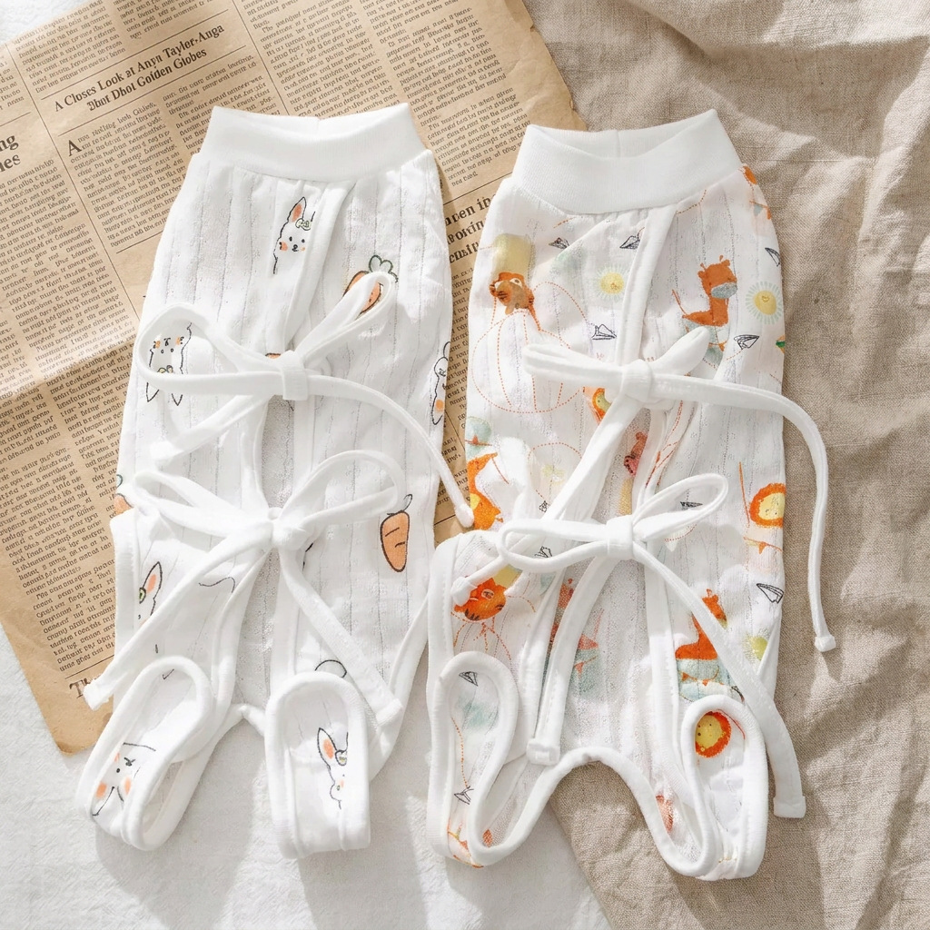 Ropa para gatos para primavera y verano, estilo de dibujos animados, traje de esterilización posquirúrgico ajustable de cuatro patas para gatas.