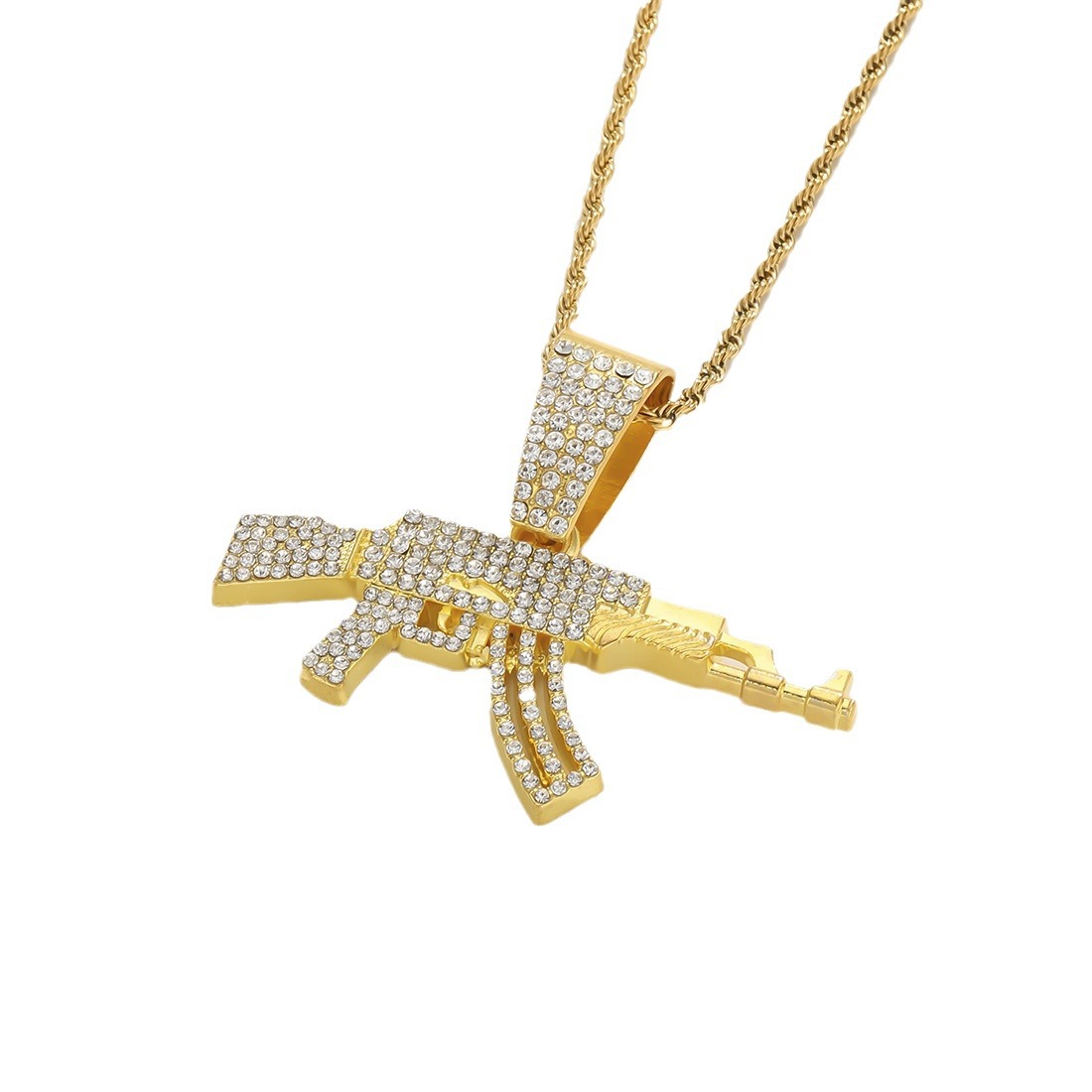 Cool y exagerado punk hip-hop hip-hop en Europa y América con collar colgante de pistola