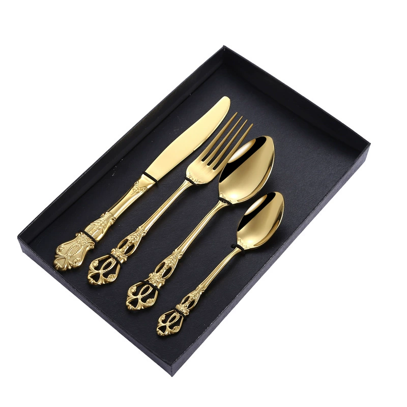 Creative retro tableware stainless steel, set, box, 4 piece set, Birthday gift