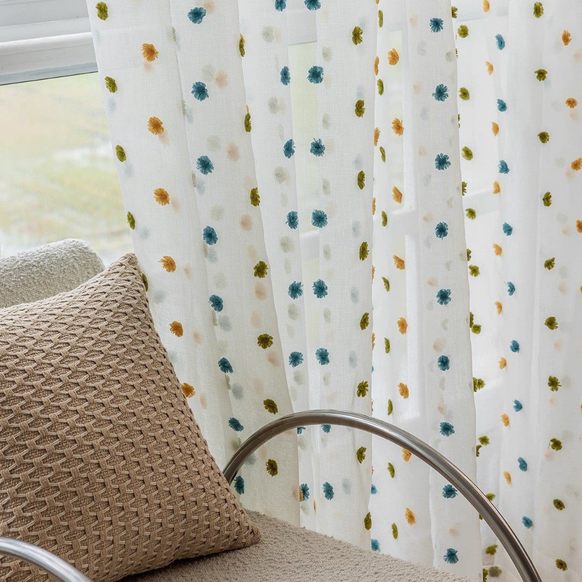 New Korean Candy Yarn Stereo Plush Ball Living Room Balcony Bedroom Light-Impermeable Window Screen Girl Children's Room