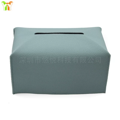 Car tissue box/set – leather tissue set - leather-sky-blue-large