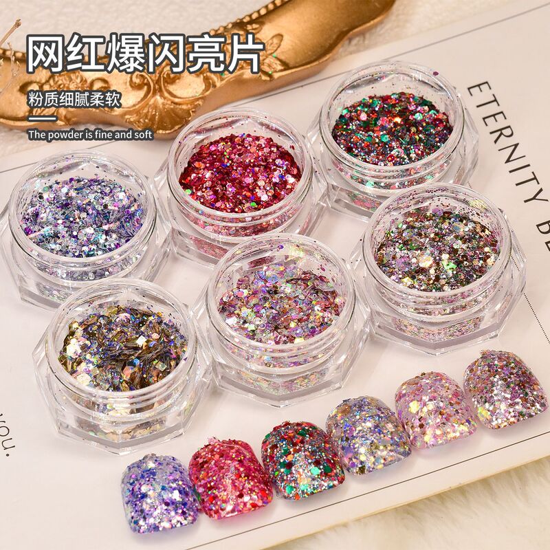 Nail sequins hollow flat nail sequins glitter powder magic color big mixed dark night Queen nail jewelry wholesale Nail sequins hollow flat nail sequins glitter powder magic color big mixed dark night Queen nail jewelry wholesale