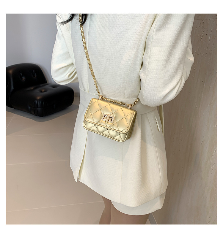 Single Shoulder Strap Strap Type Women's Pu Leather Solid Color Classic Style Square Lock Clasp Crossbody Bag