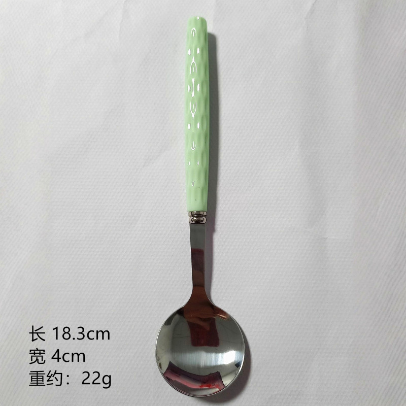 新款塑料手柄不锈钢勺叉高颜值糖果色不锈钢勺叉家用创意西餐叉勺|undefined