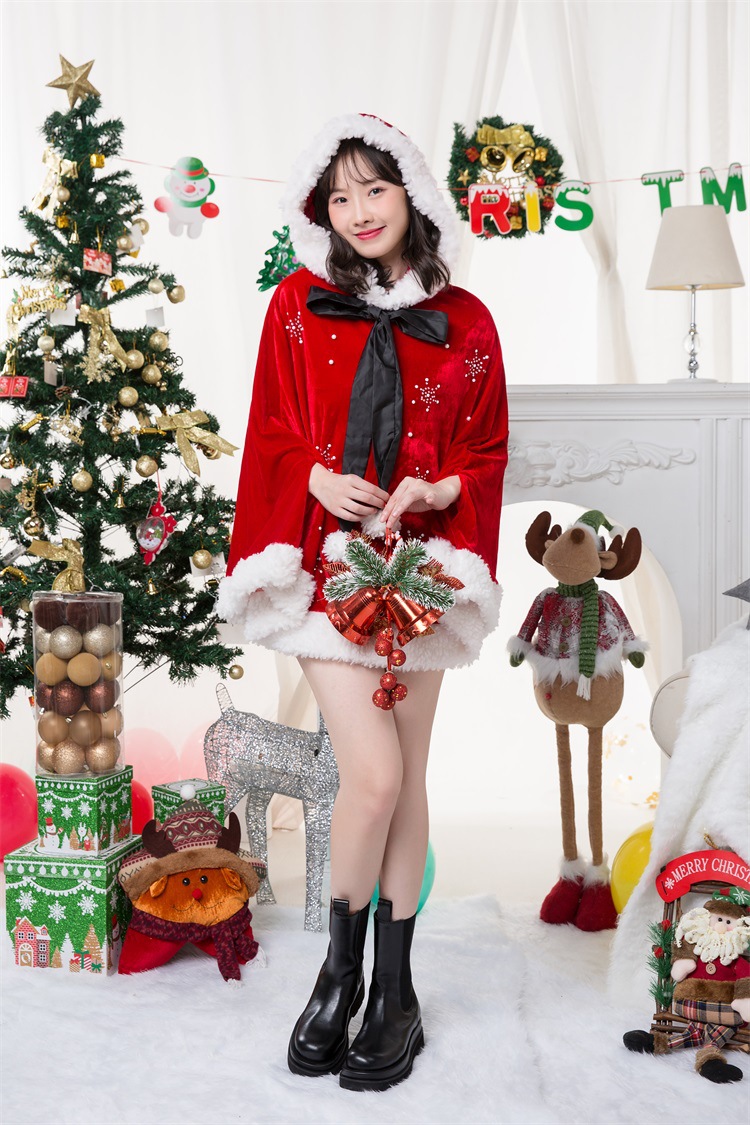 Mantella morbida per bambina, scialle, vestiti da Babbo Natale, abbigliamento da donna, set da vestire natalizio, donna_voghion.com