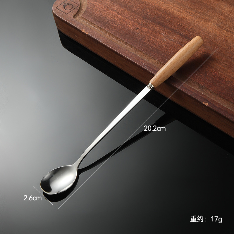 Madera de haya, alas de pollo, mango de madera, cuchillo y tenedor de acero inoxidable doméstico, cubiertos, cuchillo y tenedor de carne brillante, cuchara de carne occidental