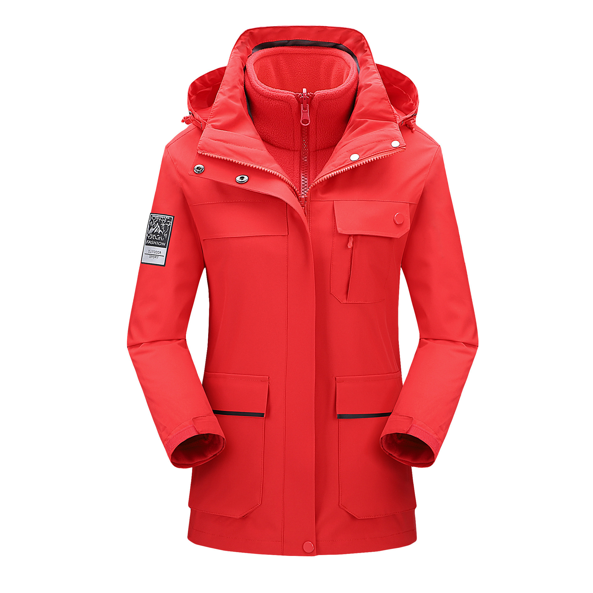 Chaqueta de pareja forro polar desmontable hombres y mujeres moda casual cálido tres en uno conjunto de dos piezas al aire libre al por mayor