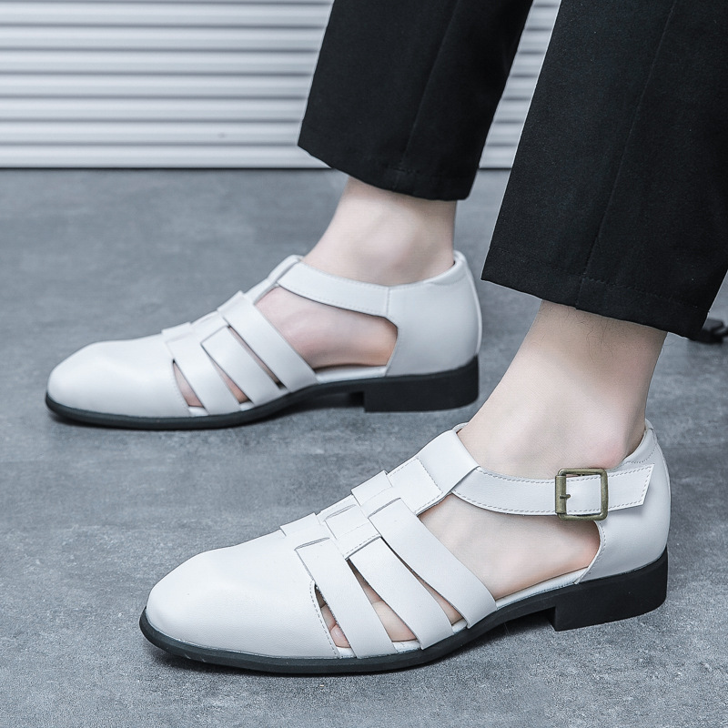 Transfronterizos de verano de tamaño grande nuevas sandalias de moda para hombres zapatos casuales de moda transpirables sandalias de cuero hueco un cabello