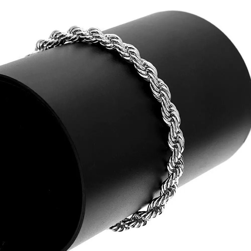 Silberne 925er Kordelkette Schlichte Europäische Mode Halskette_voghion.com