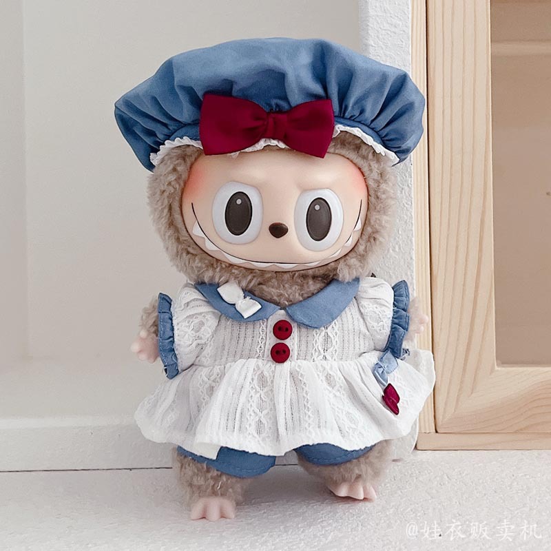 모자 블루 칼라 화이트 원피스