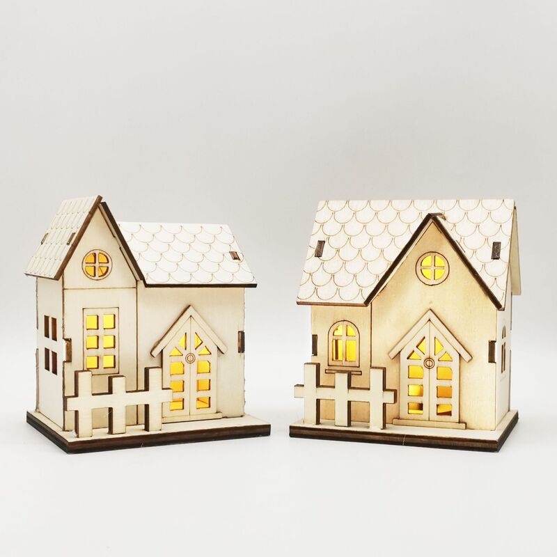 Wooden Crafts Christmas luminous cabin Children DIY small house decoration home office desktop decoration Wooden Crafts Christmas luminous cabin Children DIY small house decoration home office desktop decoration