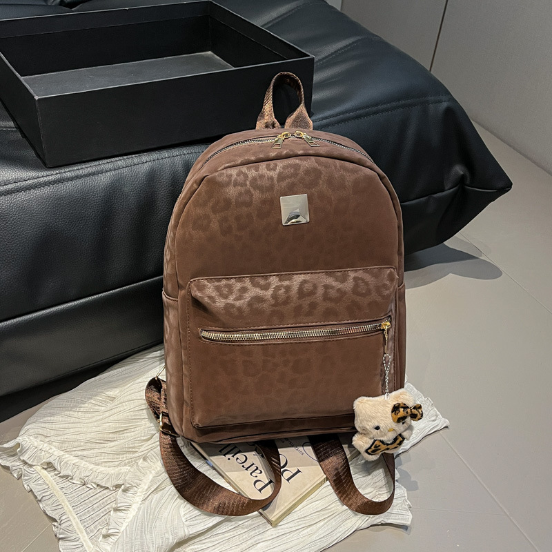 Mochila de moda coreana de otoño nueva mochila de aire extranjero retro de gran capacidad de leopardo mochila escolar de viajes casuales
