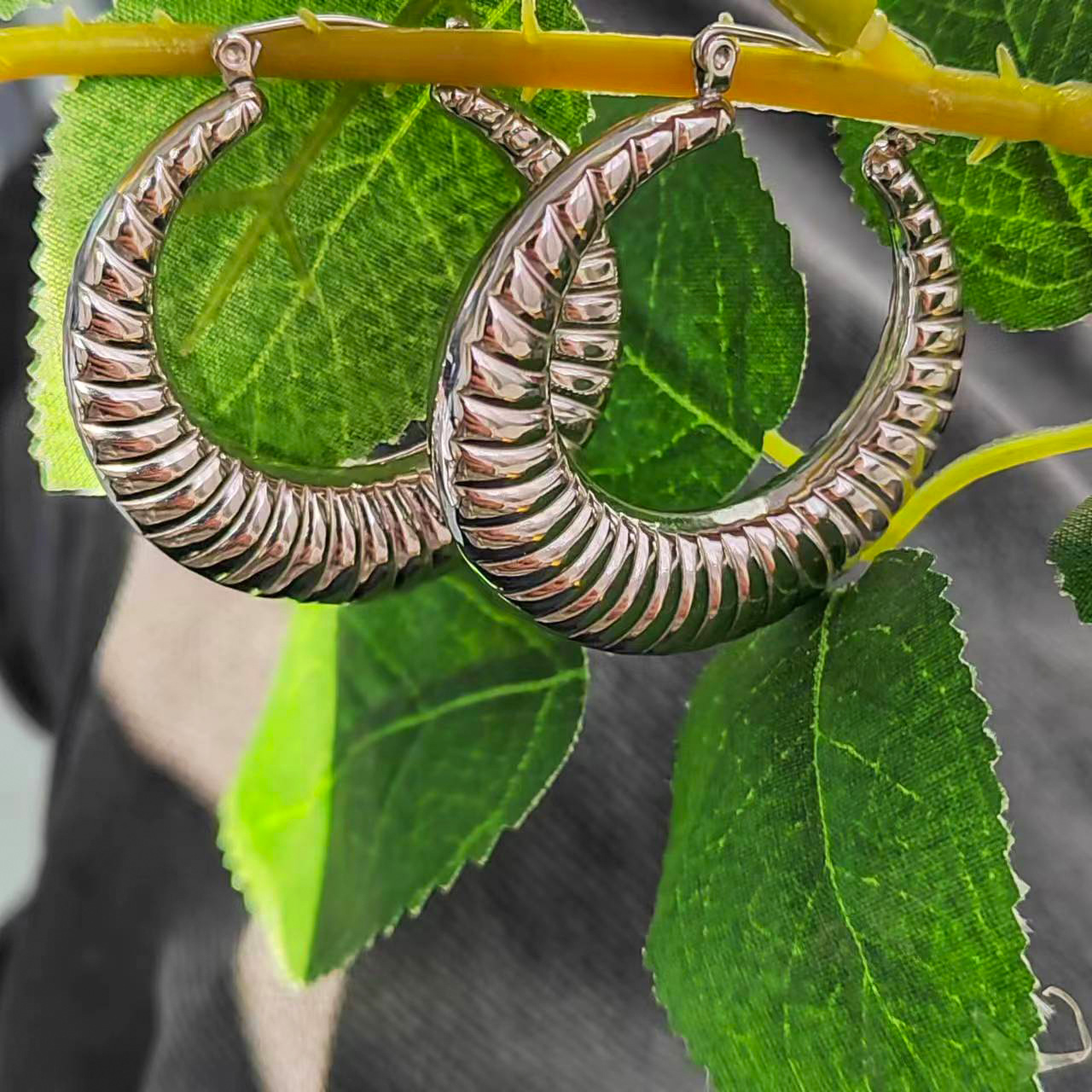 Polishing Design 1 Pair Fashion Circle Stainless Steel Polishing Earrings