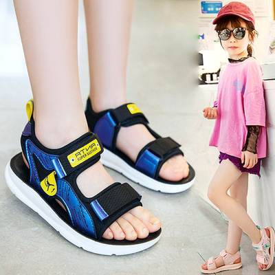 兒童時尚涼鞋2021年夏季新款男童聚胺脂沙灘鞋女童露趾公主鞋童鞋